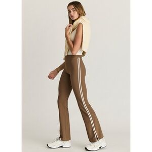 The Upside Peached Florence Split Flare Track Pant in Mocha White Stripe US 8